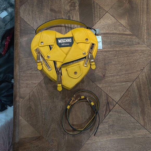 MOSCHINO Leather Biker Jacket Heart Handbag new $1727.00 - Picture 4 of 5